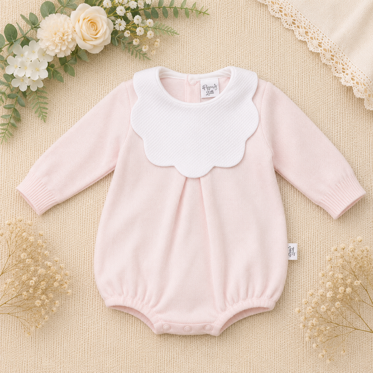 Pagliaccetto neonato a rosa in maglia colletto nuvola | AI | AS02 | PL