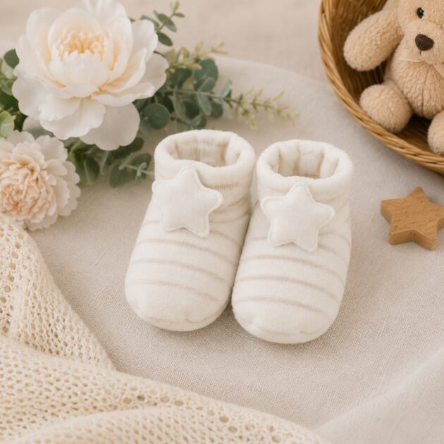 Babbucce neonato beige con stelle | C64880  | AI | CCD