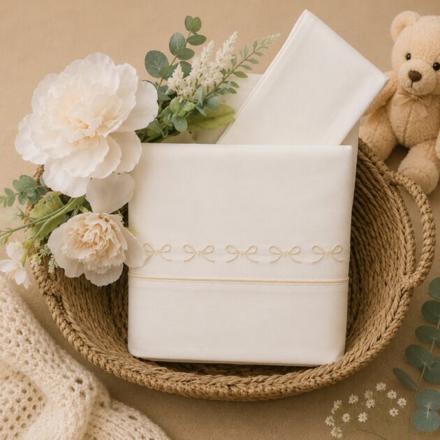 Lenzuolino culla con fiocchetti beige | C64407 | CCD