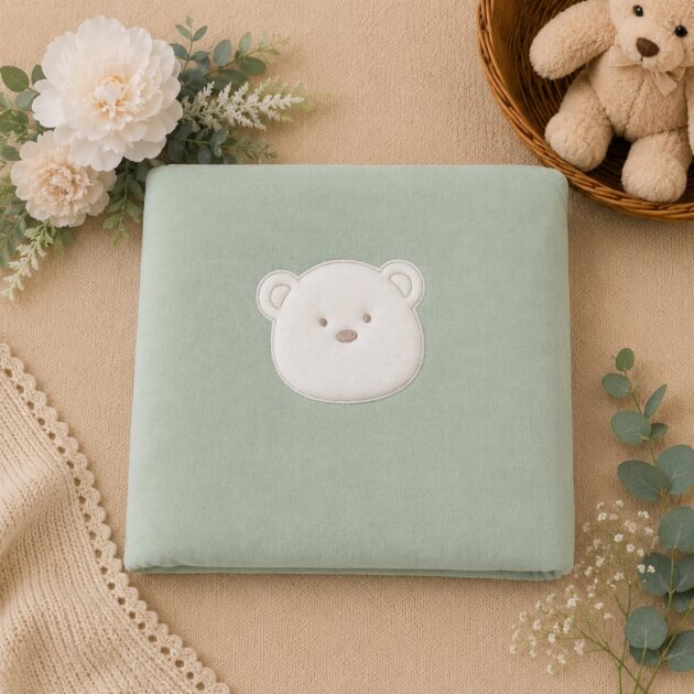 Copertina Ciniglia Neonato verde con Testa Orsetto | C64450 | AI | CCD