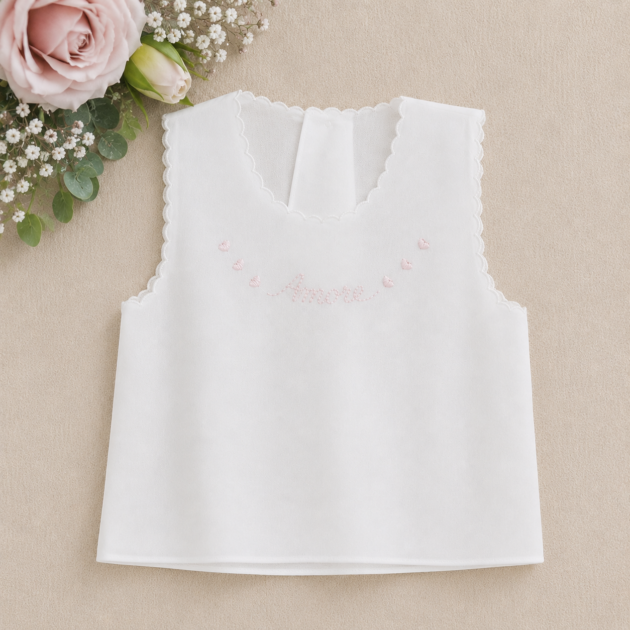 Camicia Fortuna seta neonata con scritta Amore rosa | C00951 | CCD