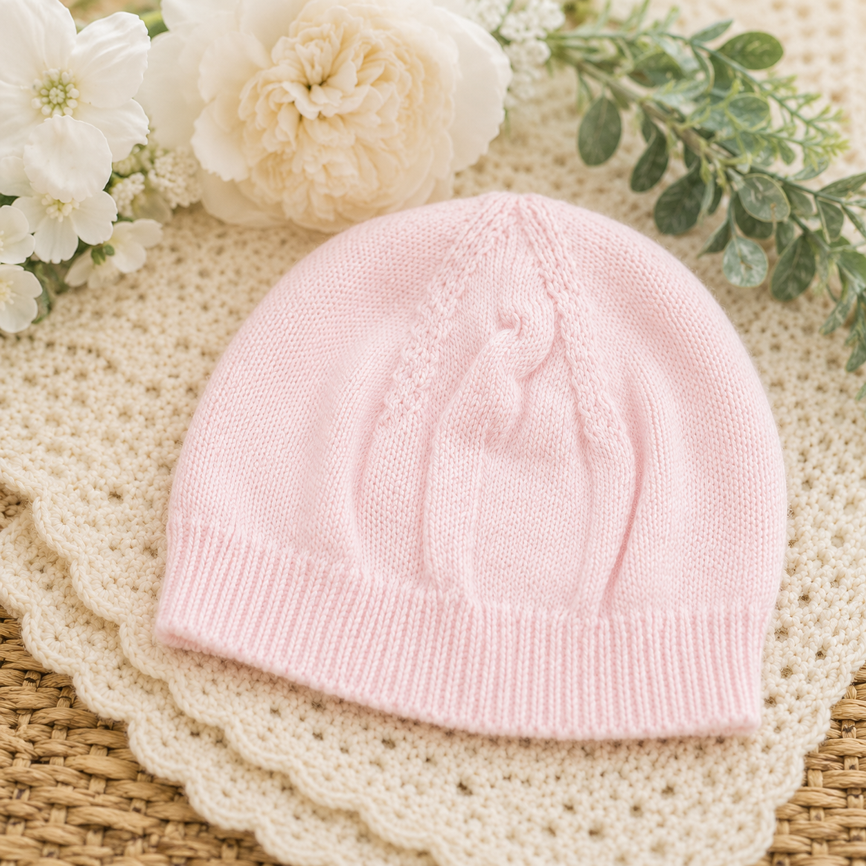 Cappello rosa in maglia neonata | AI | AS07 | PL