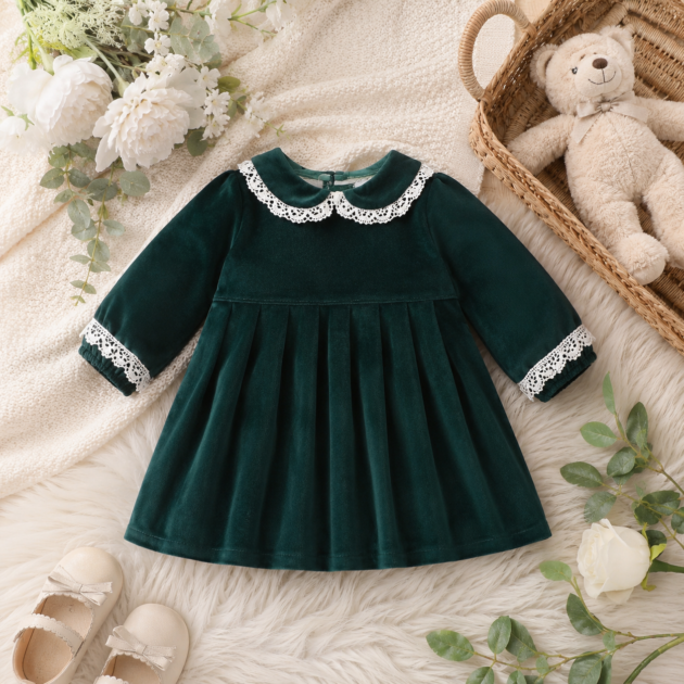 Abito bimba verde velluto | AI | 26665 | JL