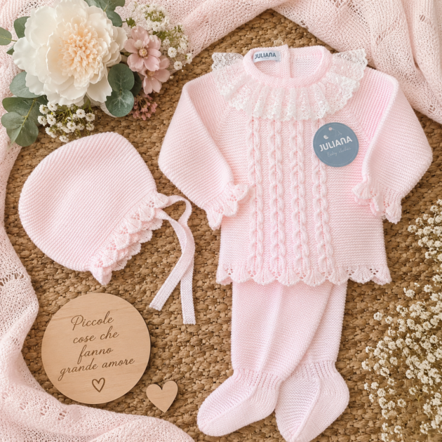 Completo nascita neonata rosa 2PZ | AI | 26542 | JL