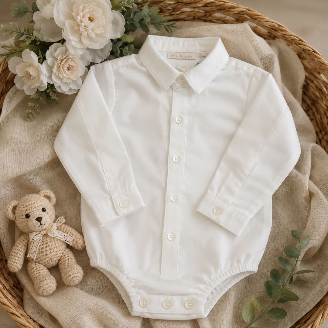 Body Camicia Elegante Neonato Bianco | 3H601 | MB