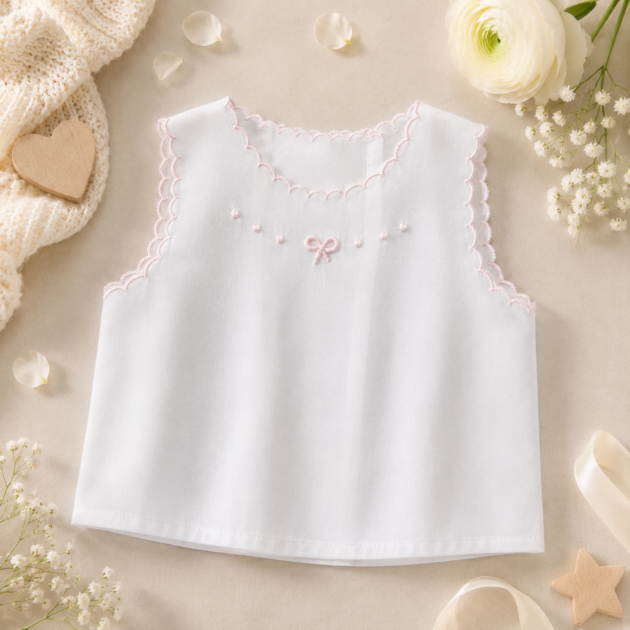 Camicina della fortuna neonata con nodini d’amore rosa | 35012X3R3E | PPC