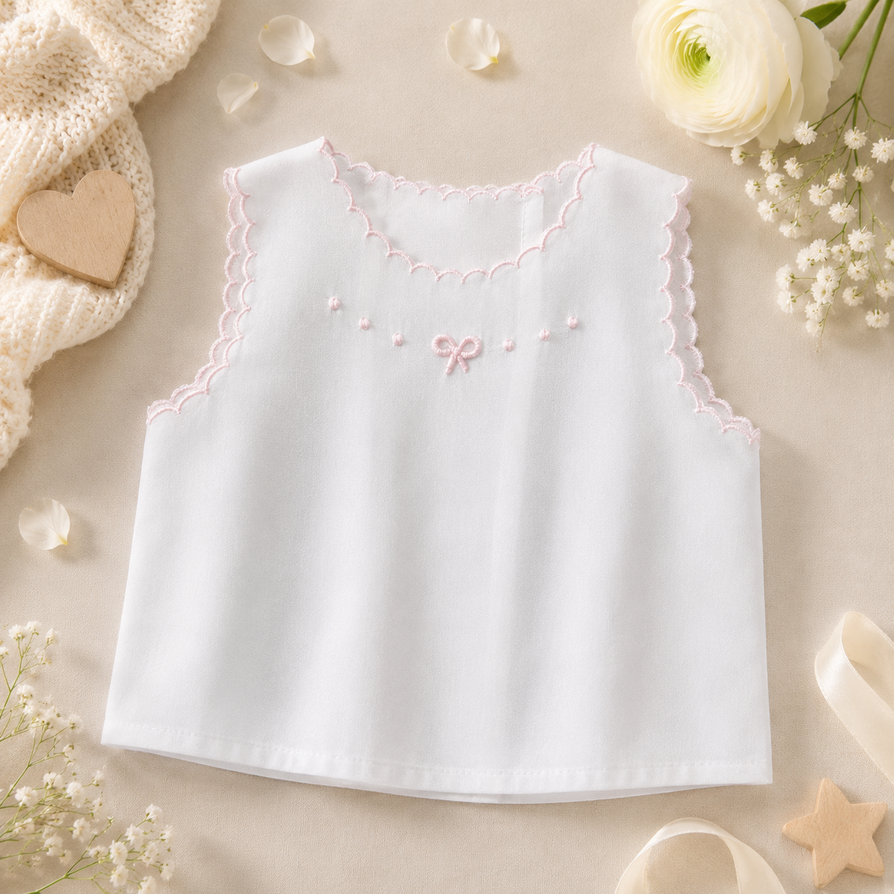 Camicina della fortuna neonata con nodini d’amore rosa | 35012X3R3E | PPC