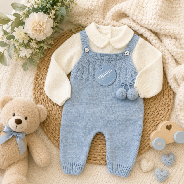 Completo uscita clinica neonato ,con salopette e maglia | AI | 26615 | JL