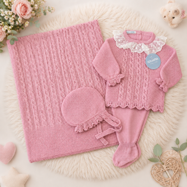 Completo nascita neonata rosa antico 3Pz | AI | 26542 | JL