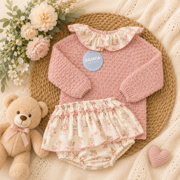 Completo uscita clinica neonata rosa orsetti | AI | 26606 | JL