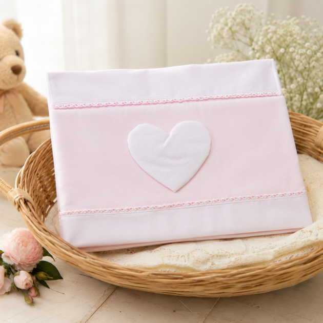 Set lenzuolo neonata rosa cuore imbottito | PL