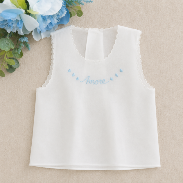 Camicia Fortuna seta neonato con scritta Amore celeste | C00951 | CCD
