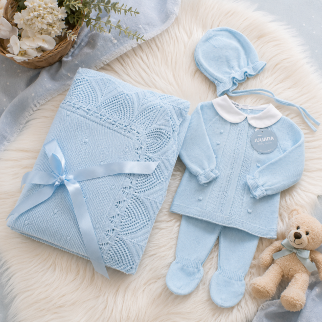 Completo nascita neonato celeste 3Pz | AI | 26555 | JL