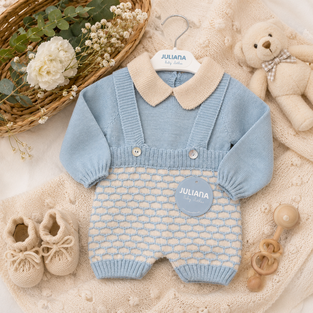 Completo salopette con maglia celeste crema | AI | 26614 | JL