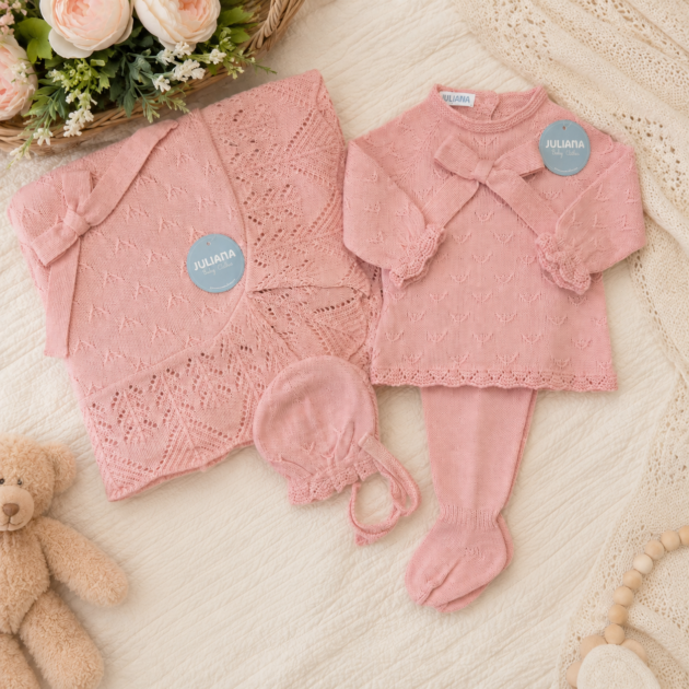 Completo nascita neonata rosa antico 3Pz | AI | 26541 | JL