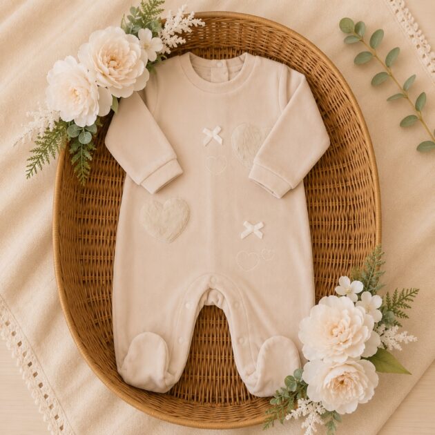 Tutina Ciniglia Beige con Cuori e Fiocchetti | AI |  3H776 | MB