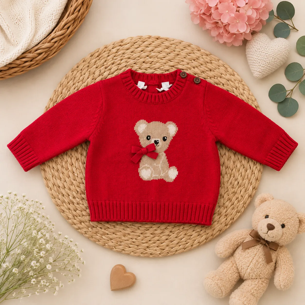 Maglioncino bimba rosso orsetto | 3H750 | MB