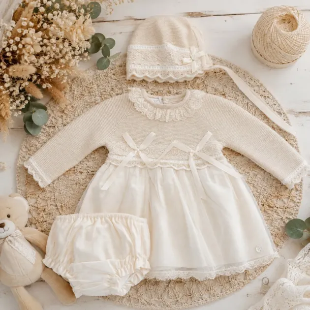 Abito elegante neonata con fiocchetti | AI | 004-114017 | PZ