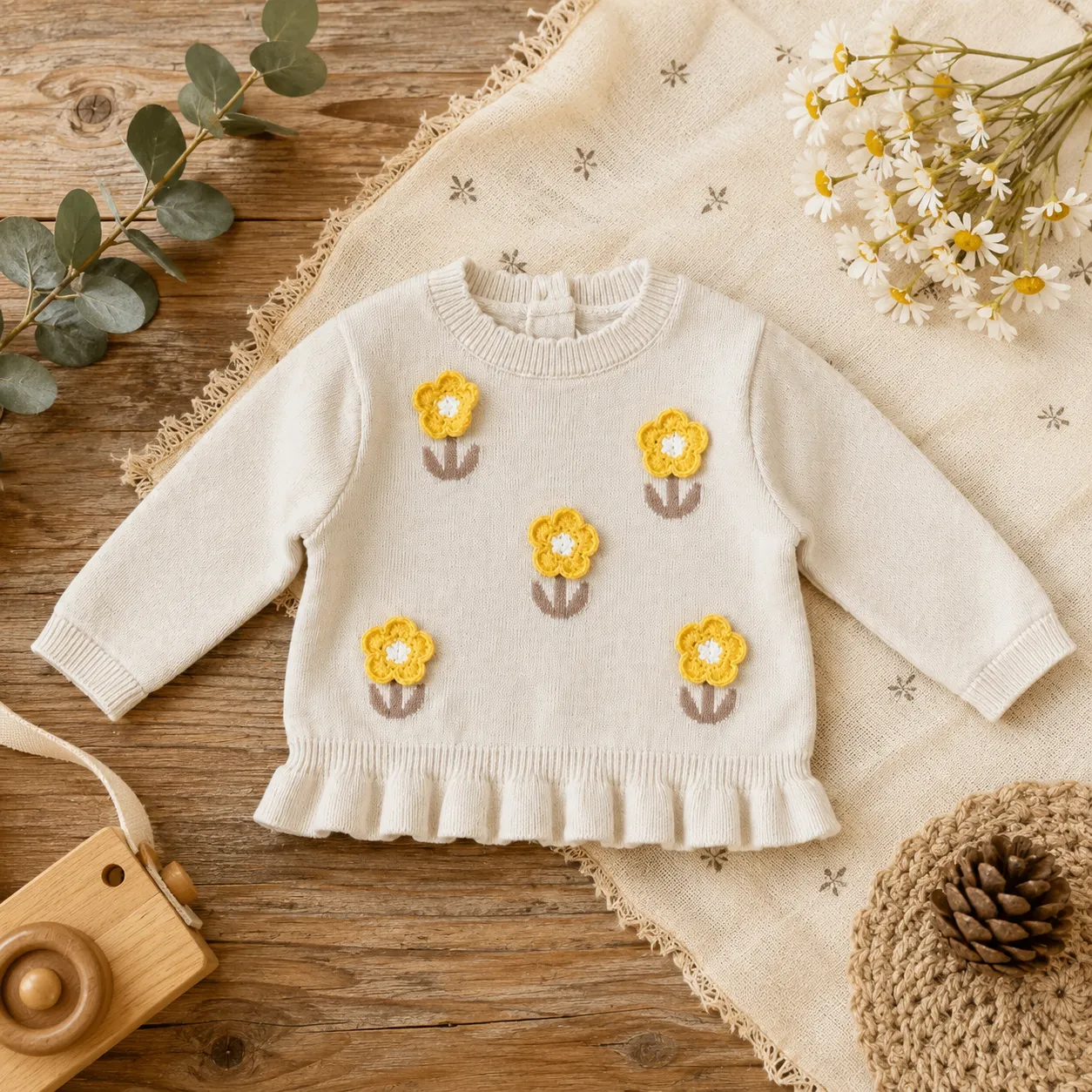 Maglioncino bimba panna con fiori | 3H753 | MB
