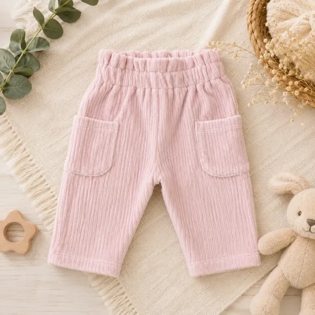 Pantalone bimba velluto rosa | AI | 3H737 | MB