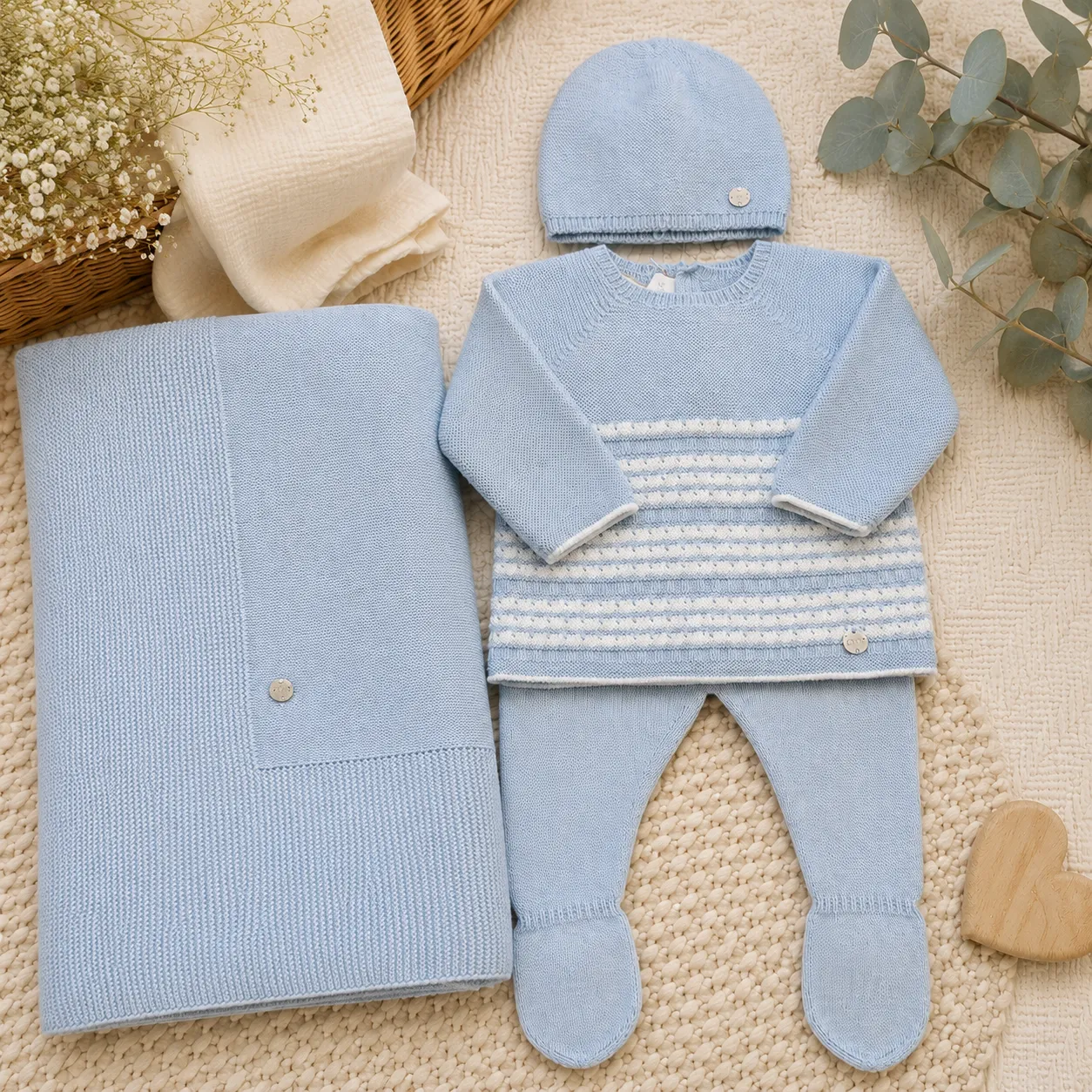 Set nascita neonato celeste, cappellino e coperta | AI | 103-123773 | PZ - immagine 3
