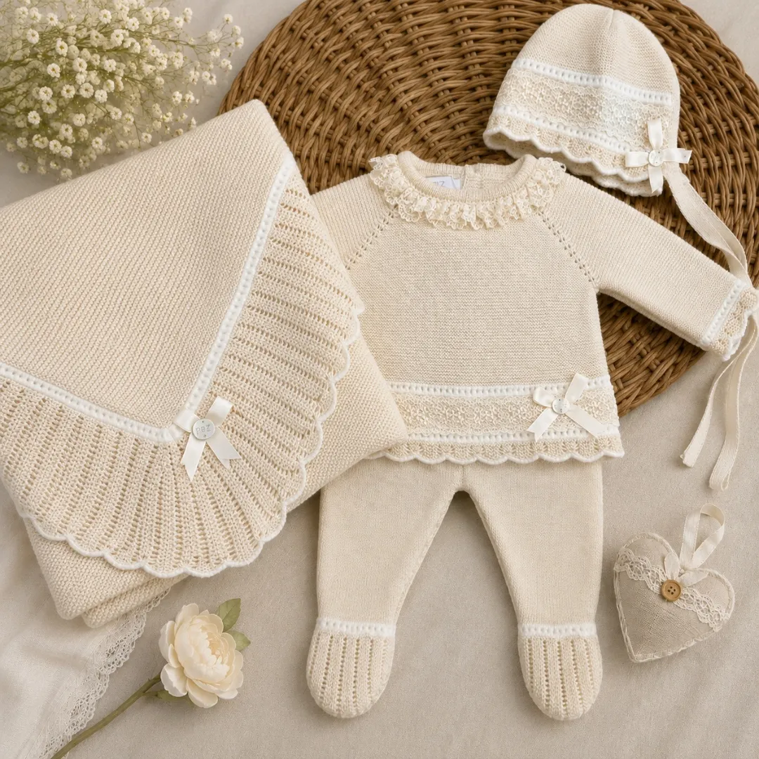 Set nascita neonata beige con cuffietta e coperta | AI | 103L-124030 | PZ
