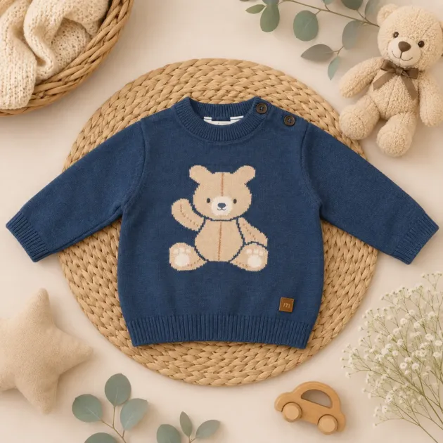 Maglioncino bimbo blu con orsetto | AI | 3H643 | MB
