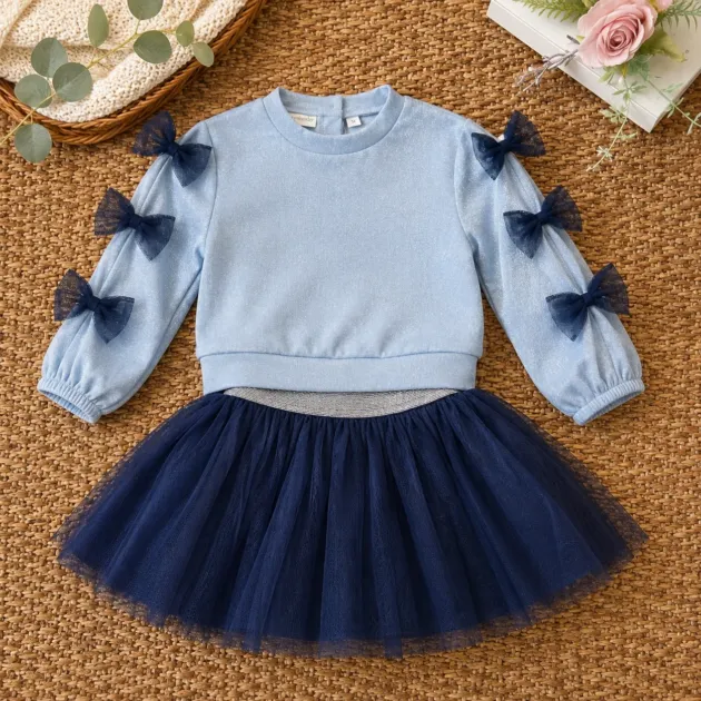 Completo maglia e gonna celeste e blu | AI | 0H372 | SB