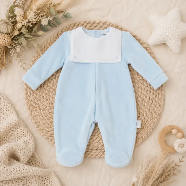 Tutina ciniglia neonato celeste con bavero | AI | PL