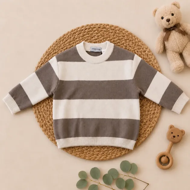 Maglione bimbo crema e marrone | 0H705 | SB
