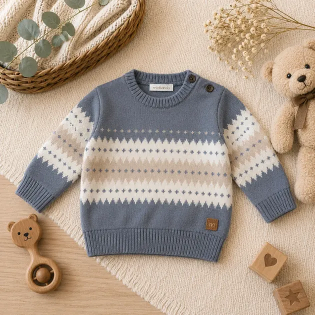 Maglioncino bimbo beige e grigio | 3H645 | MB
