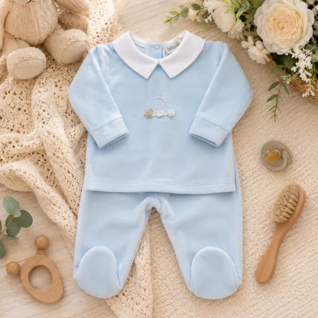 Completo ciniglia neonato celeste | AI | B103 02 | BM