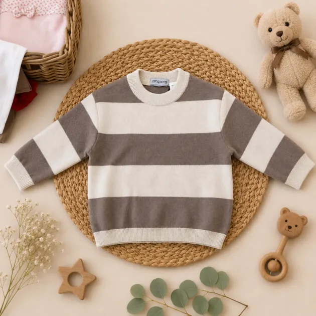 Maglione bimbo crema e marrone | 0H705 | SB