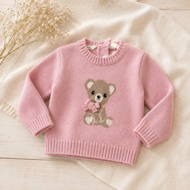 Maglioncino bimba rosa orsetto | 3H750 | MB