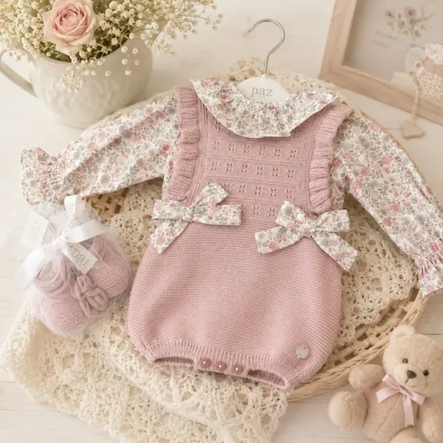 Pagliaccetto neonata con camicia fiori e babbucce | AI |