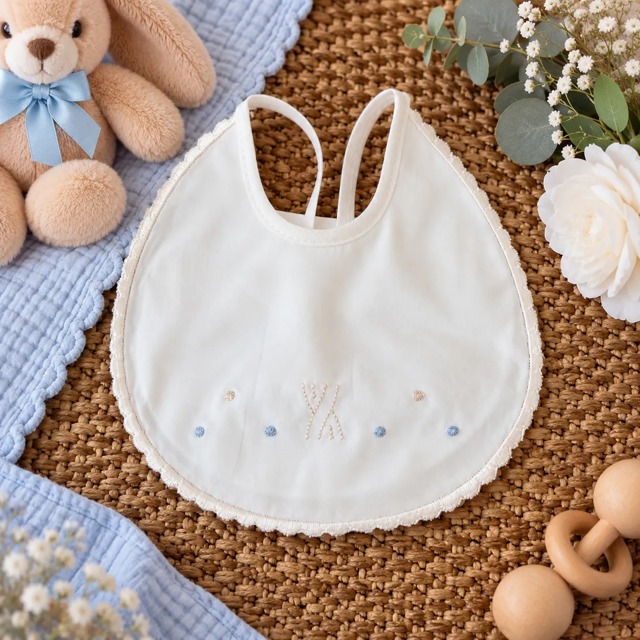 Bavetta neonato celeste beige | 4716 | PD