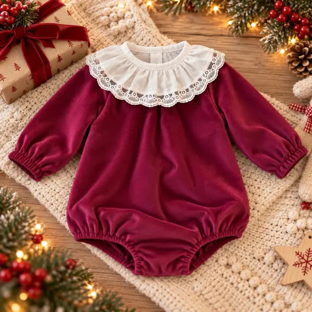 Pagliaccetto bimba velluto bordeaux | 32585 | CL