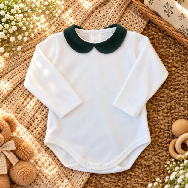 Body con colletto velluto verde | 19138 | CL