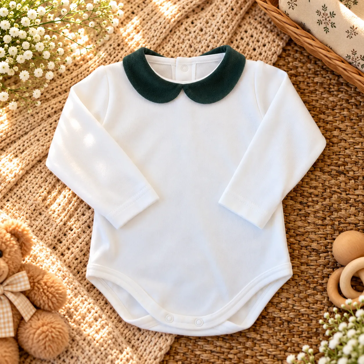 Body con colletto velluto verde | 19138 | CL