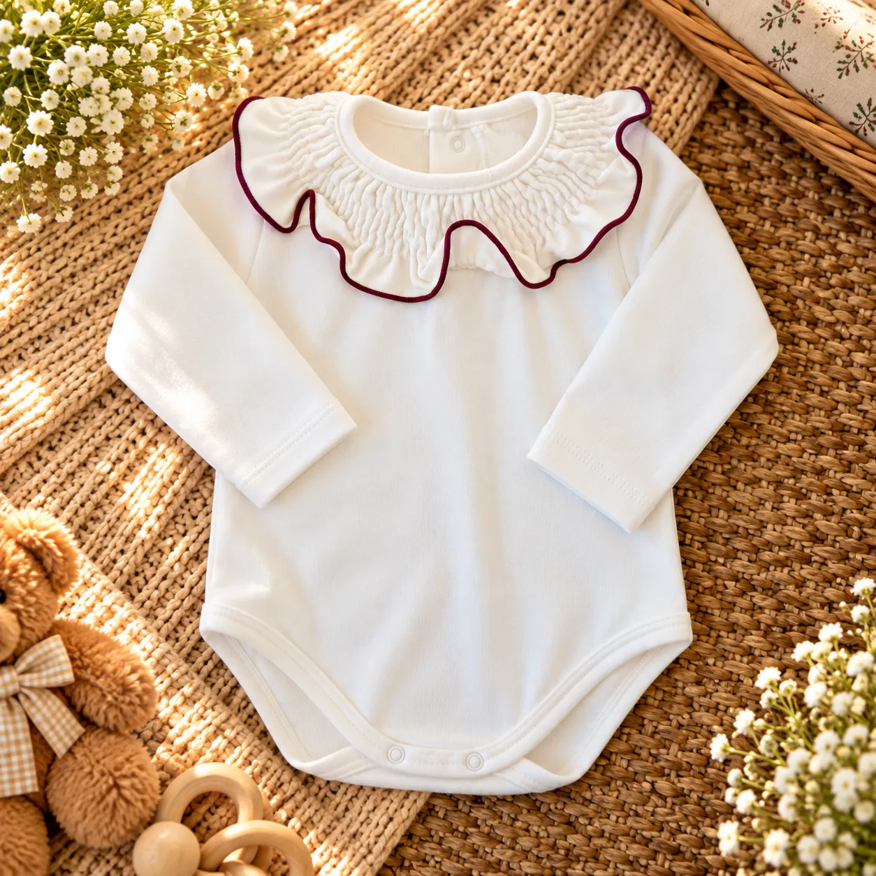 Body con colletto largo e orlino bordeaux | 19128 | CL