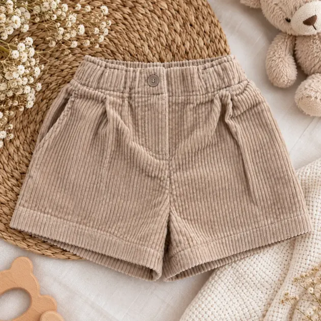 Pantaloncino bimba velluto beige | 0H359 | SB