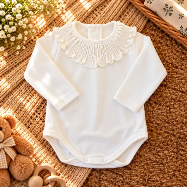 Body con colletto largo panna | 19128 | CL