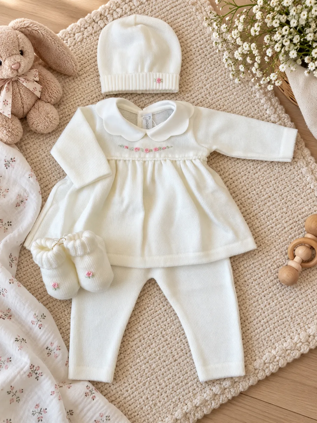 Coordinato nascita neonata con arco roselline | 4PZ | 7783111R3QL | PPC - immagine 2