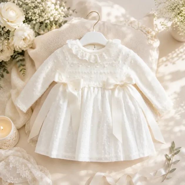 Abito battesimo bimba in maglia