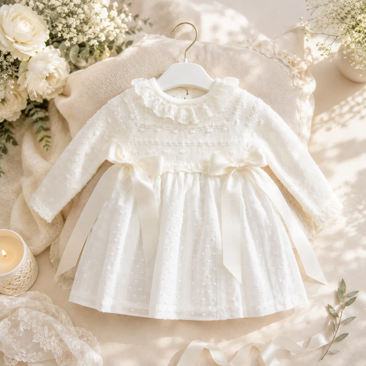 Abito battesimo bimba in maglia