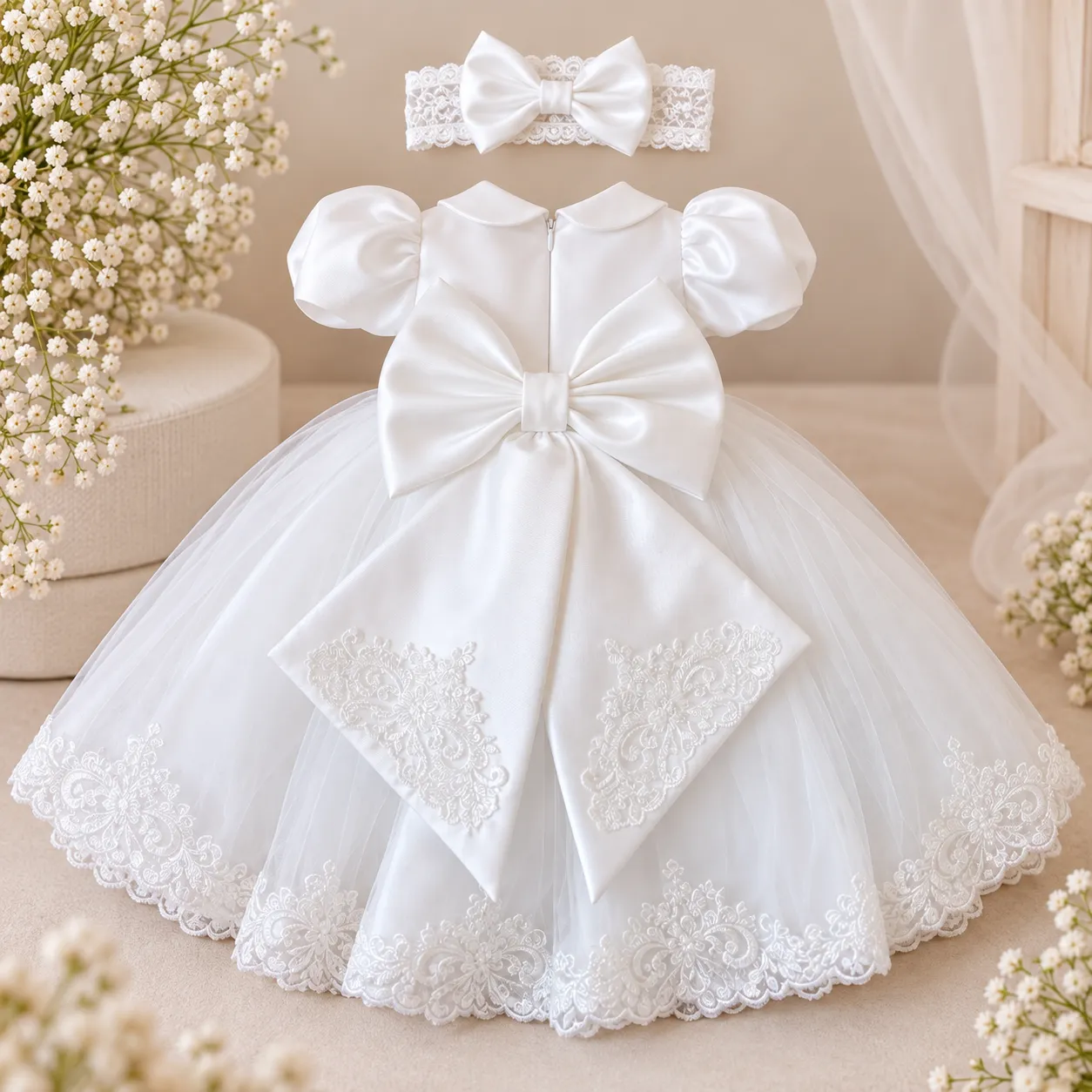 Abito bimba battesimo in tulle