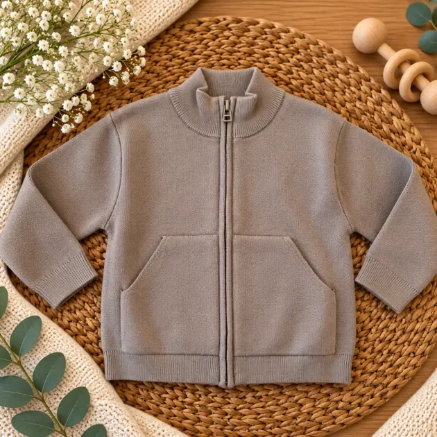 Cardigan bimbo tortora