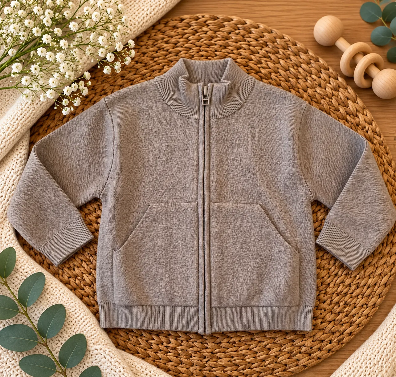 Cardigan bimbo tortora