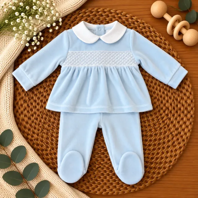 Tutina neonato in ciniglia elegante