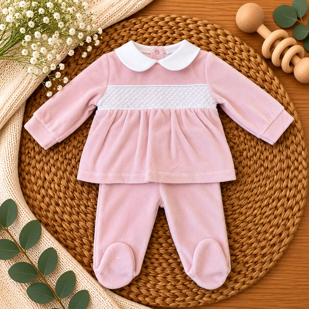 Tutina neonata punto smock